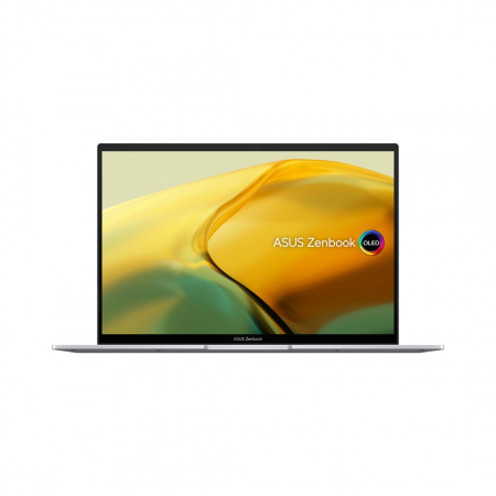 Promotii - Laptop ASUS Zenbook 14, 14" 2.8K Touchscreen, Intel® Core™ i9 13900H pana la 5.4 GHz, 16 GB RAM LPDDR5, 1 TB SSD, Intel® UHD Graphics, Windows 11 Home, Foggy Silver