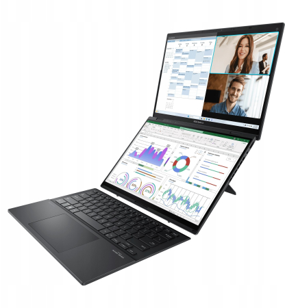 Laptop ASUS Zenbook Duo, 14" Full HD Touchscreen, Intel® Core™ Ultra 7 255H pana la 5.1 GHz, 32 GB RAM LPDDR5x, 1 TB SSD, Intel Arc Graphics, Windows 11 Home, Inkwell Gray [1]