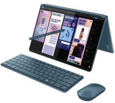 Promotii - Laptop Lenovo Yoga Book 9 Hybrid (2-in-1), 13.3" 2.8K Touchscreen, Intel® Core™ Ultra 7 155U pana la 4.8 GHz, 32 GB RAM LPDDR5x 7467, 512 GB SSD, Intel Graphics, Windows 11 Home, Tidal Teal