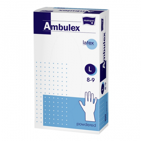 Manusi de Unica Folosinta - Manusi de unica folosinta Matopat, din latex pudrate Ambulex, Marimea L, 100 bucati