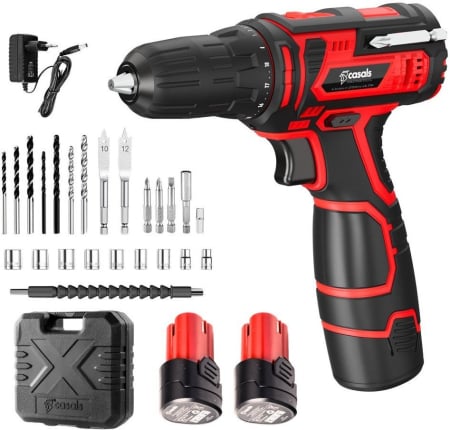 Mașini de găurit și înșurubat - Mașină de găurit Casals C01311000, 1500 rpm, 1 baterie, încărcător, cutie transport, Negru pukika.ro