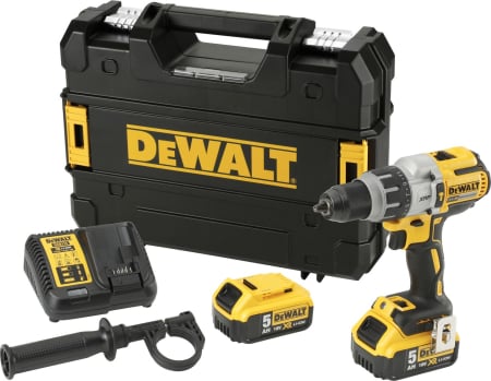 Mașini de găurit și înșurubat - Mașină de găurit DeWALT DCD996P2-QW, 1300 rpm, 18 V, Li-Ion, 2 baterii, încărcător, cutie trasnport, Negru pukika.ro