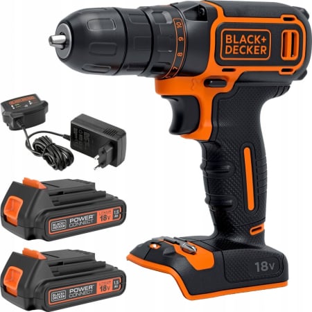Mașini de găurit și înșurubat - Mașină de găurit și înșurubat BLACK+DECKER BDCDC18B, 18 V, 650 rpm, Li-Ion, 2 baterii, încărcător, Negru pukika.ro