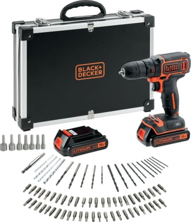 Mașini de găurit și înșurubat - Mașină de găurit și înșurubat BLACK+DECKER BDCDC18BAFC-QW, 18 V, 650 rpm, Li-Ion, încărcător, cutie transport, Negru pukika.ro