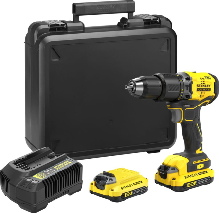 Mașini de găurit și înșurubat - Mașină de găurit STANLEY SFMCD715D2K-QW, 1900 rpm, 18 V, Li-Ion, 2 baterii, încărcător, cutie transport, Negru