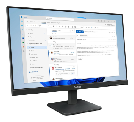 Monitor Lenovo ThinkVision, 23.8" Full HD 1920 x 1080, IPS, 6 ms, 100 Hz, Raven Black [2]