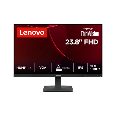 Monitoare - Monitor Lenovo ThinkVision, 23.8" Full HD 1920 x 1080, IPS, 6 ms, 100 Hz, Raven Black