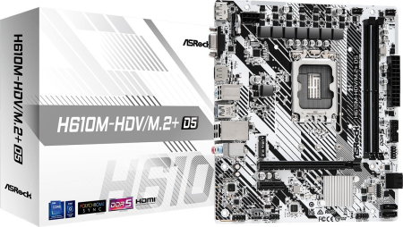 Plăci de Bază - Placă de Bază ASRock, Socket LGA 1700, Chipset Intel H610, 96 GB, micro ATX, Silver pukika.ro
