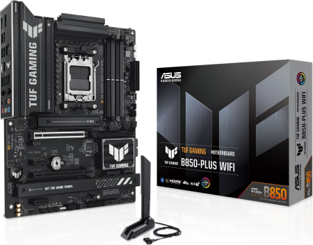 Plăci de Bază - Placă de Bază ASUS TUF GAMING B850-PLUS WIFI, Socket AM5, Chipset AMD B850, ATX, Black pukika.ro
