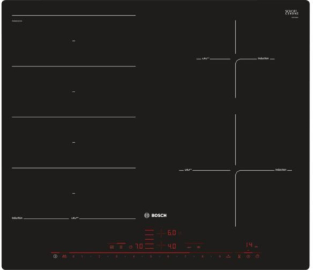 Alte produse - Plită cu inducție Bosch Serie 8 PXE601DC1E, 57 cm, Touch, 4 zone, sticlă ceramică, Negru pukika.ro