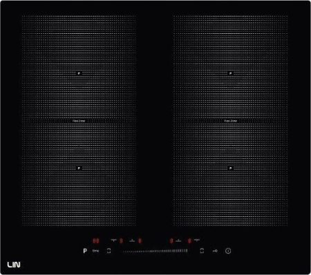 Plite - Plită cu Inducție LIN, 59 cm, 7200 W, Touch, 4 zone, ceramică neagră pukika.ro