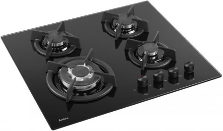 Plită pe Gaz Amica PG6411SR, 60 cm, 4 Arzătoare, Aprindere Electrică, Grătare Fontă, Siguranță Gaz, Negru pukika.ro [1]