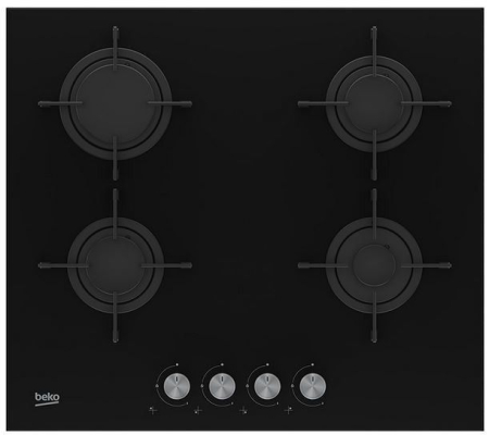 Alte produse - Plită pe gaz Beko HILG64220S, 58 cm, 4 zone, sticlă, Negru pukika.ro