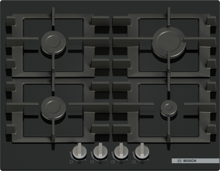 Plită pe Gaz Bosch Serie 4 PNP6B6K40, 59 cm, 4 Arzătoare, Aprindere Electrică Integrată, Siguranță Gaz, Grătare Fontă, Negru pukika.ro [1]