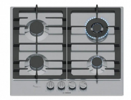 Plite - Plită pe Gaz Bosch Serie 6 PCH6A5I90, 582 mm, 4 Arzătoare, FlameSelect, Grătare Fontă, Oțel Inoxidabil, Siguranță Gaz, Argintiu pukika.ro