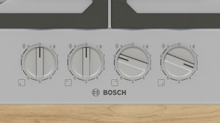 Plită pe Gaz Bosch Serie 6 PCH6A5I90, 582 mm, 4 Arzătoare, FlameSelect, Grătare Fontă, Oțel Inoxidabil, Siguranță Gaz, Argintiu pukika.ro [3]