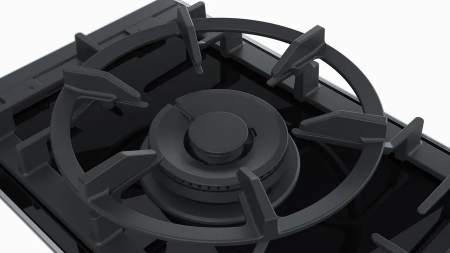 Plită pe gaz Bosch Serie 8 PRA3A6B70, Domino 30 cm, 1 arzător Wok 6.1 kW, FlameSelect 9 trepte, grătare fontă, sticlă vitroceramică, Negru pukika.ro [2]