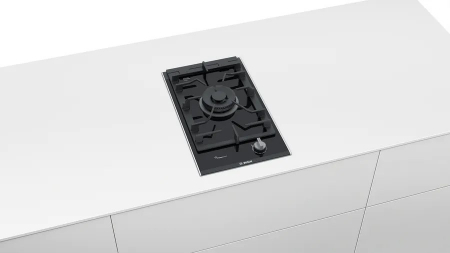 Plită pe gaz Bosch Serie 8 PRA3A6B70, Domino 30 cm, 1 arzător Wok 6.1 kW, FlameSelect 9 trepte, grătare fontă, sticlă vitroceramică, Negru pukika.ro [3]