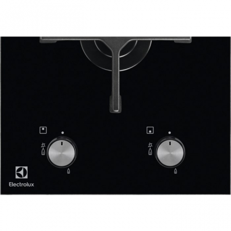 Plită pe Gaz Domino Electrolux EGC3322NVK, 29 cm, 2 Arzătoare, Aprindere Electrică, Suport Fontă, Negru pukika.ro [1]