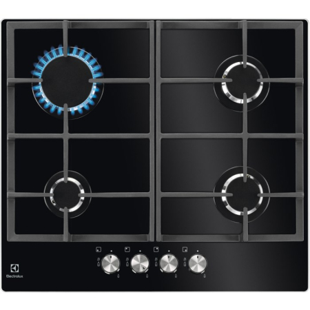 Plite - Plită pe Gaz Electrolux KGG6426K, 60 cm, 4 Arzătoare, Aprindere Electrică, Siguranță Gaz, Grătare Fontă, Negru pukika.ro