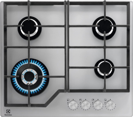 Plite - Plită pe Gaz Electrolux KGG64362S, 74 cm, 4 Arzătoare, Grătare Fontă, Inox pukika.ro