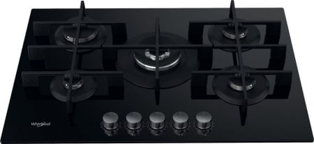 Plită pe Gaz Whirlpool AKWL 728/NB, 73 cm, 5 Arzătoare, WOK, Grătare Fontă, Aprindere Electrică, Siguranță Gaz, Sticlă Neagră pukika.ro [1]