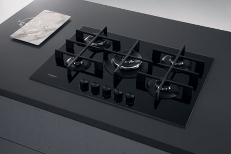 Plită pe Gaz Whirlpool AKWL 728/NB, 73 cm, 5 Arzătoare, WOK, Grătare Fontă, Aprindere Electrică, Siguranță Gaz, Sticlă Neagră pukika.ro [6]