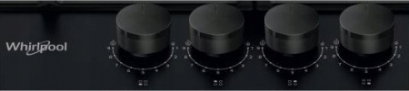 Plită pe Gaz Whirlpool TGML 660 NB, 58 cm, 4 Arzătoare, Grătare Fontă, Aprindere Electrică, Siguranță Gaz, Sticlă Neagră pukika.ro [1]