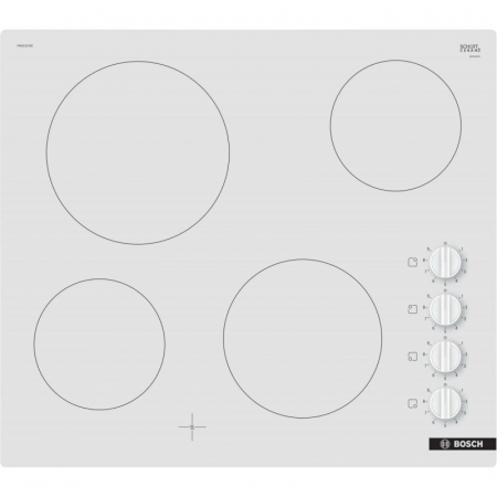 Plite - Plită vitroceramică Bosch PKE612CA2E, 60 cm, 4 zone HighSpeed, 9 trepte, Alb pukika.ro