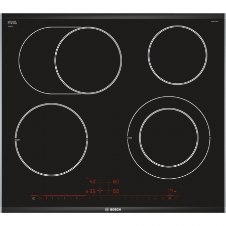 Plite - Plită Vitroceramică Bosch Serie 8 PKN675DP1D, 60 cm, 4 Zone HighSpeed, TouchControl, PowerBoost, Recunoaștere Vase, Negru pukika.ro