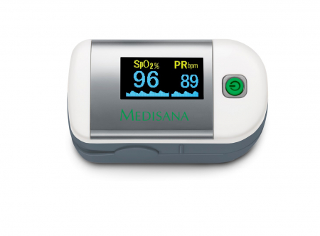 Pulsoximetru - Pulsoximetru pentru deget Medisana PM 100, cu display, interval de puls 30 - 250 BPM, timp de raspuns 8 s, Alb pukika.ro
