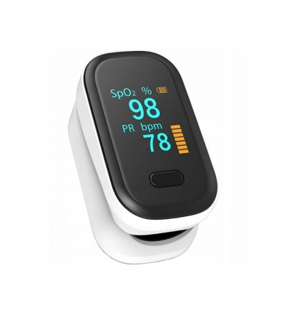 Pulsoximetru - Pulsoximetru pentru deget Oromed, interval de puls 30 - 240 BPM, cu display, Alb pukika.ro