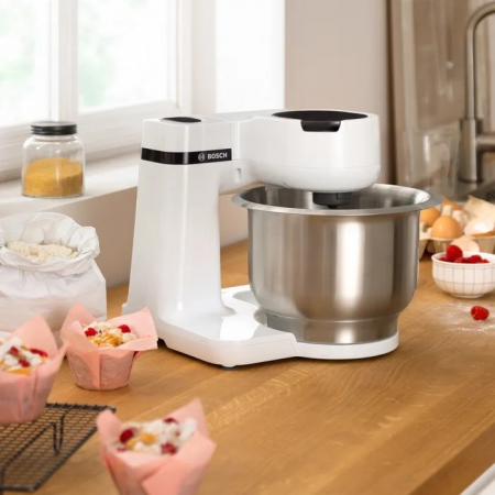 Robot de Bucătărie Bosch Serie 2 MUMS2EW40, 700 W, Bol 3.8 L, 4 Viteze, Blender, Frământare, Storcător, Mixare, Alb pukika.ro [2]
