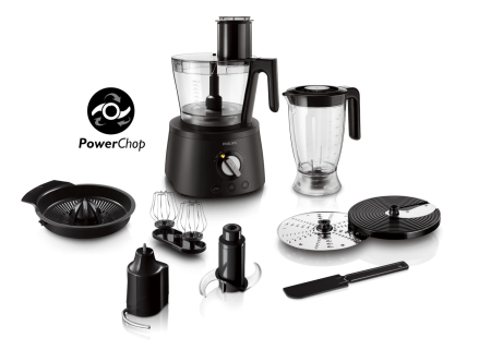 Roboți de Bucătărie - Robot de Bucătărie Philips Viva Collection HR7776/90, 1300 W, Bol 2.2 L, 12 viteze + Pulse, Accesorii multiple, Negru pukika.ro