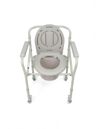 Scaun cu toaleta de camera cu roti, pliabil, inaltime ajustabila, suport de maini, greutate maxima 120 Kg, Gri pukika.ro [1]