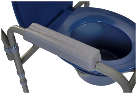 Scaun cu toaleta de camera fix, pliabil, inaltime ajustabila, suport de maini, greutate maxima 110 Kg, volum 5 l, Gri/Albastru pukika.ro [6]