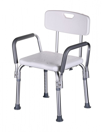 Scaun de baie dreptunghiular ActionMed, cu spatar si suport pentru maini, 4 picioare, inaltime ajustabila, greutate maxima 110 Kg, Alb/Gri pukika.ro [3]