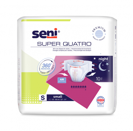 Produse incontinenta adulti - Scutece Adulti Seni Super Quattro Small 9 picaturi, 55 80 cm, 10 Bucăți pukika.ro