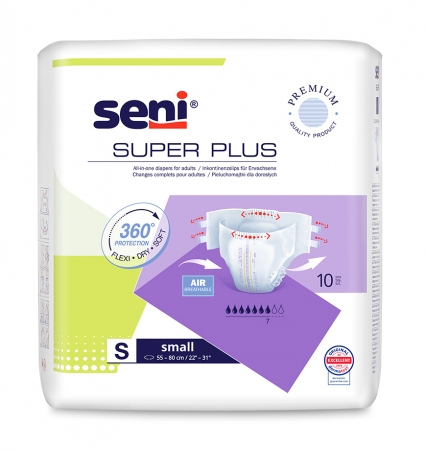 Produse incontinenta adulti - Scutece Adulti Seni Super Plus Small 7 picaturi, 55 80 cm, 10 Bucăți pukika.ro