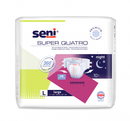 Produse incontinenta adulti - Scutece Adulti Seni Super Quattro Large 9 picaturi, 100 150 cm, 10 Bucăți pukika.ro