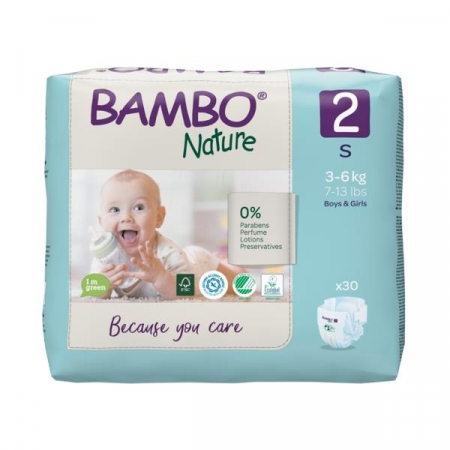 Scutece Bambo Nature, Eco-Friendly, Marimea 2, 3-6 kg, 30 bucati [2]