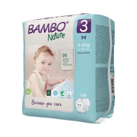 Scutece Bambo Nature, Eco-Friendly, Marimea 3, 4-8 kg, 28 bucati [1]