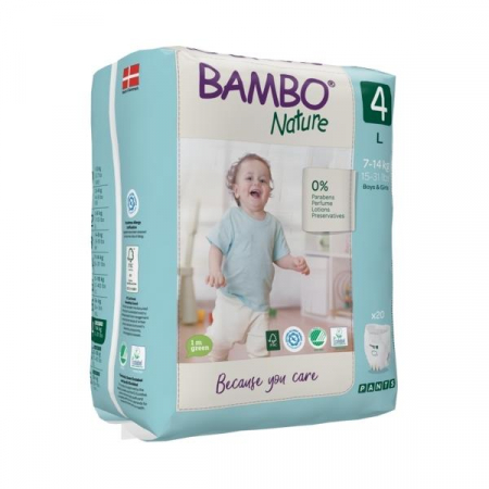 Scutece Si Chilotei - Scutece chilotel Bambo Nature Eco-Friendly, Marimea 4, 7-14 kg, 20 bucati