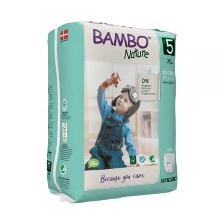 Scutece Si Chilotei - Scutece chilotel Bambo Nature Eco-Friendly, Marimea 5, 12-18 kg, 19 bucati