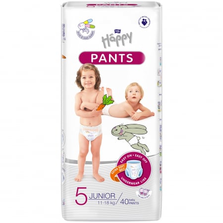 Scutece Si Chilotei - Scutece-chilotel Happy Pants Junior 5, 11-18 kg, 40 bucati