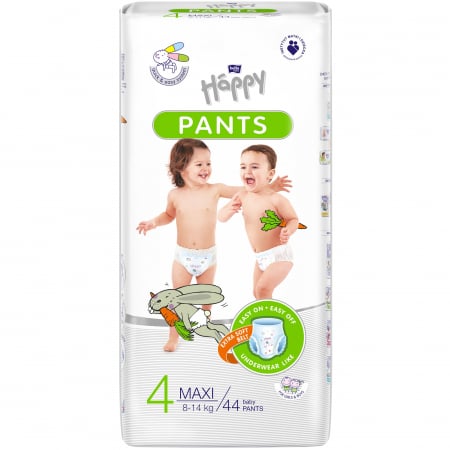 Pentru bebelusi - Scutece chilotel Happy Pants Maxi 4, 8-14 kg, 44 bucati
