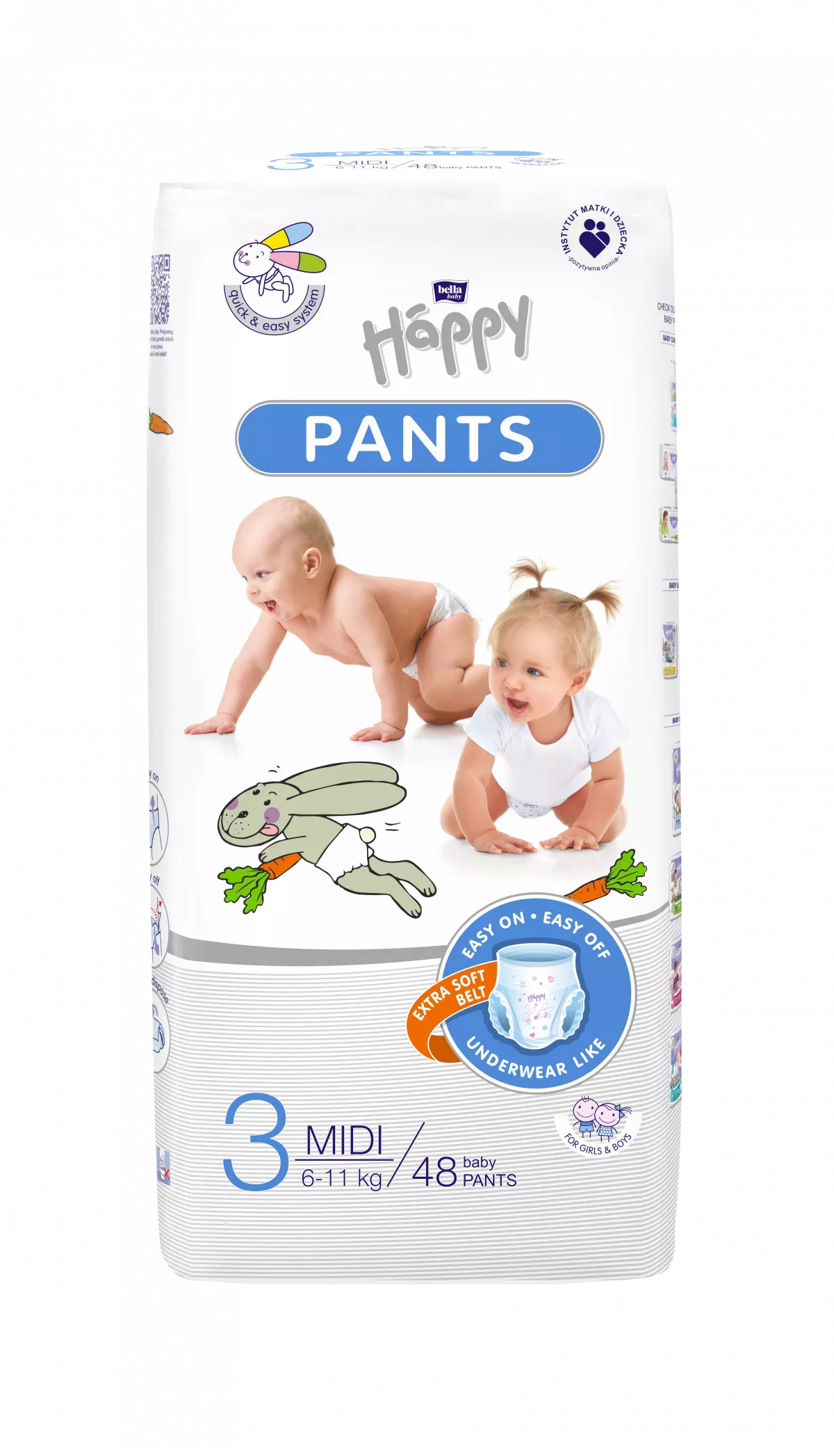 Scutece Si Chilotei - Scutece chilotel Happy Pants Midi, nr 3, 11-18 kg, 48 bucati pukika.ro