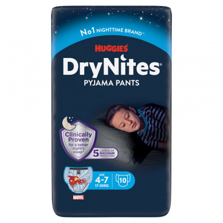 Scutece Si Chilotei - Scutece chilotel Huggies DryNites, Boy, Marimea 10, 17-30 kg, 10 bucati