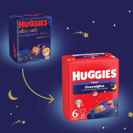 Scutece chilotel Huggies Elite Soft Overnight,Nr.6, 15-25 kg, 22 buc [2]