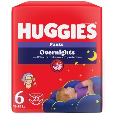 Scutece Si Chilotei - Scutece chilotel Huggies Elite Soft Overnight,Nr.6, 15-25 kg, 22 buc